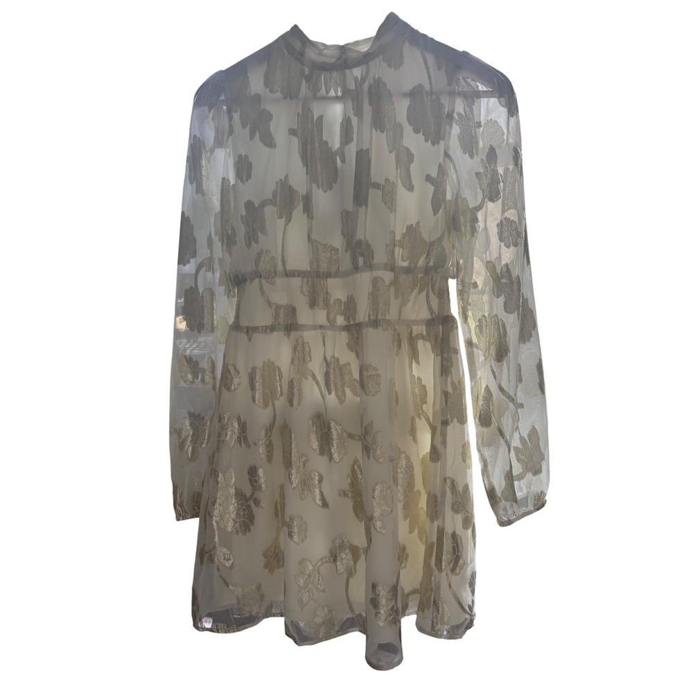 Sage the Label Mini Dress Floral Metallic Long Sleeve Party Dress M - Picture 3 of 12